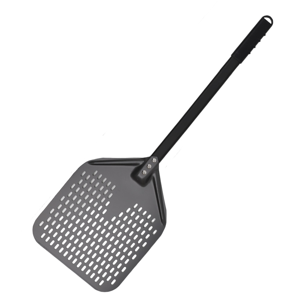 Anygleam Pizza Shovel 28cm X 108.5cm Dark Grey for Perforated Peel with Metal Handle Oven Turning Baking Accessory-Spatula and Shovel-PEROZ Accessories