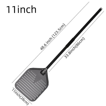 Anygleam Pizza Shovel 28cm X 123.5cm Dark Grey for Perforated Peel with Metal Handle Oven Turning Baking Accessory-Spatula and Shovel-PEROZ Accessories