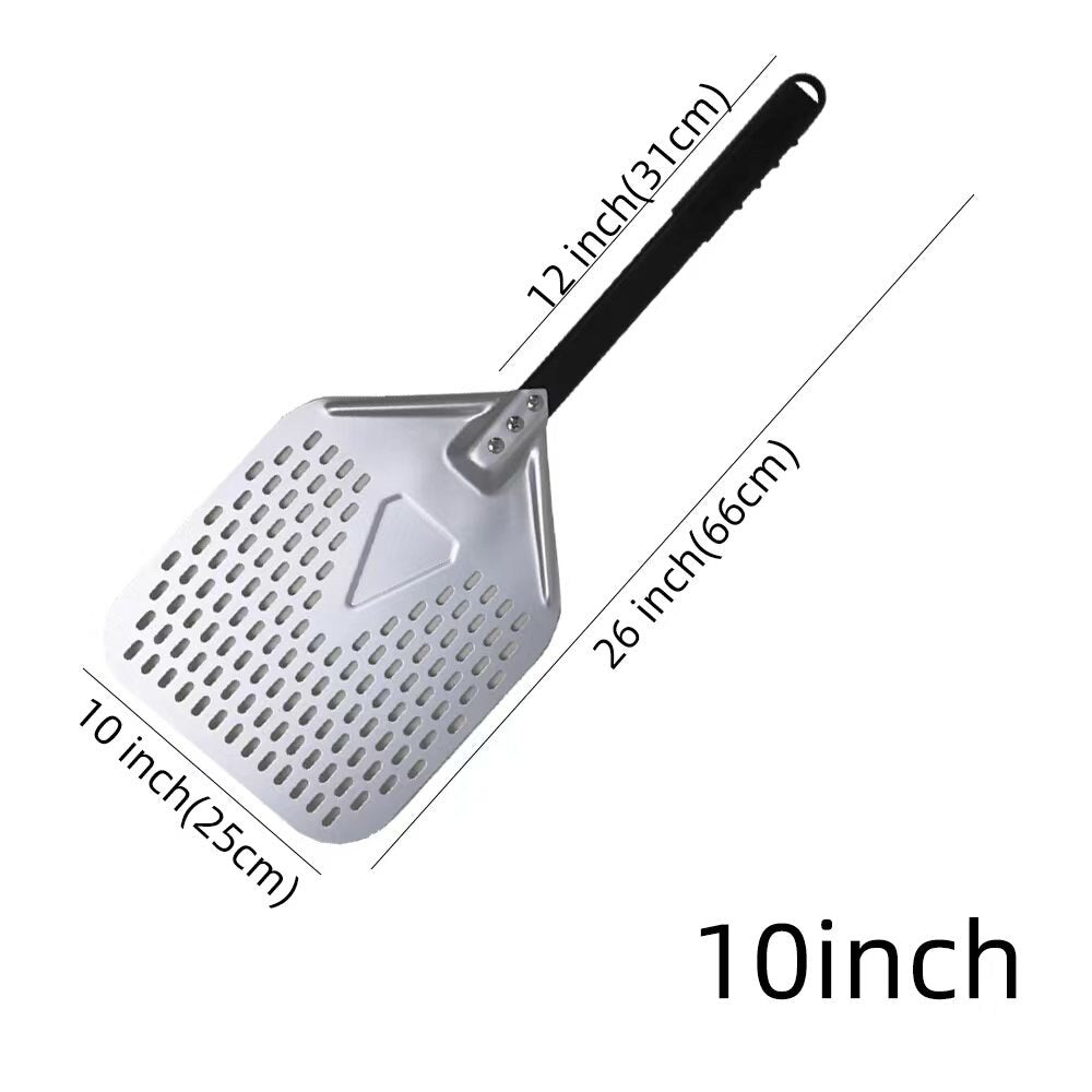 Anygleam Pizza Shovel 25cm X 66cm Silver for Perforated Peel with Metal Handle Oven Turning Baking Accessory-Spatula and Shovel-PEROZ Accessories