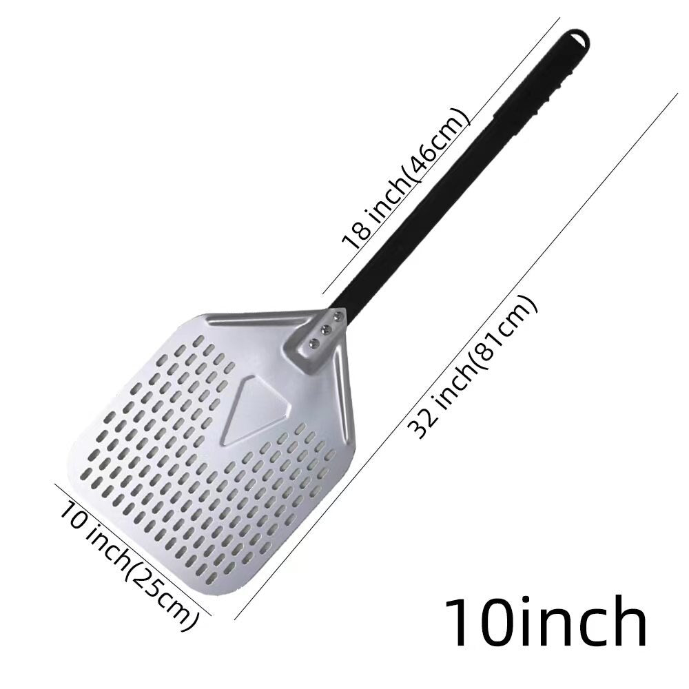 Anygleam Pizza Shovel 25cm X 81cm Silver for Perforated Peel with Metal Handle Oven Turning Baking Accessory-Spatula and Shovel-PEROZ Accessories