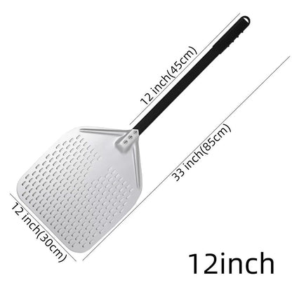 Anygleam Pizza Shovel 30 cm x 85cm Silver for Perforated Peel with Metal Handle Oven Turning Baking Accessory-Spatula and Shovel-PEROZ Accessories