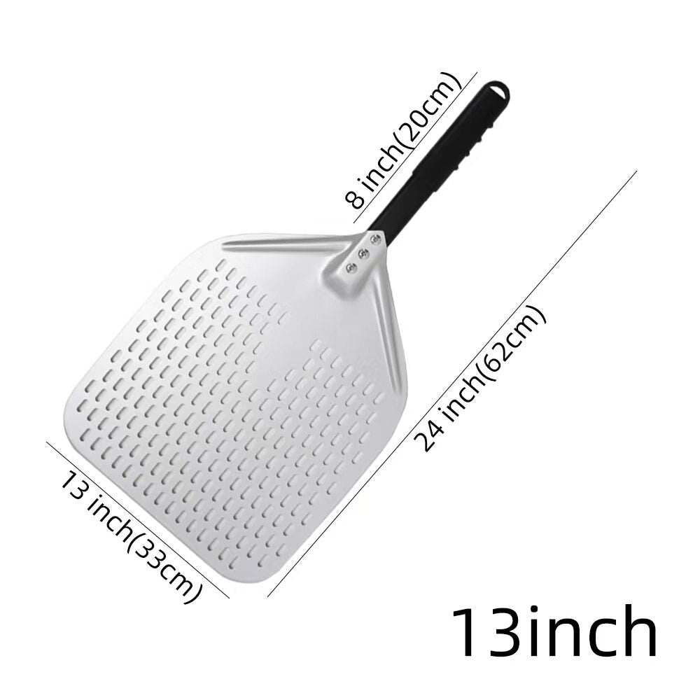 Anygleam Pizza Shovel 33 cm X 62cm Silver for Perforated Peel with Metal Handle Oven Turning Baking Accessory-Spatula and Shovel-PEROZ Accessories