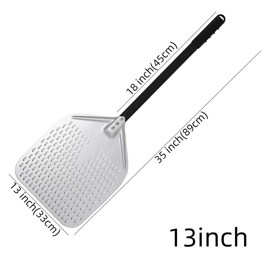 Anygleam Pizza Shovel 33 cm X 89cm Silver for Perforated Peel with Metal Handle Oven Turning Baking Accessory-Spatula and Shovel-PEROZ Accessories