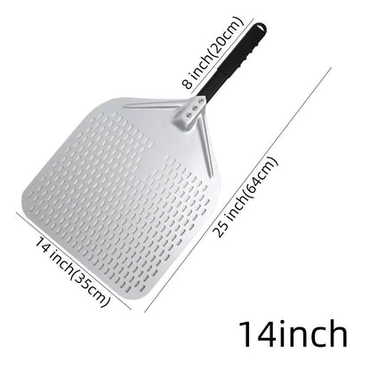 Anygleam Pizza Shovel 35 cm X 64cm Silver for Perforated Peel with Metal Handle Oven Turning Baking Accessory-Spatula and Shovel-PEROZ Accessories
