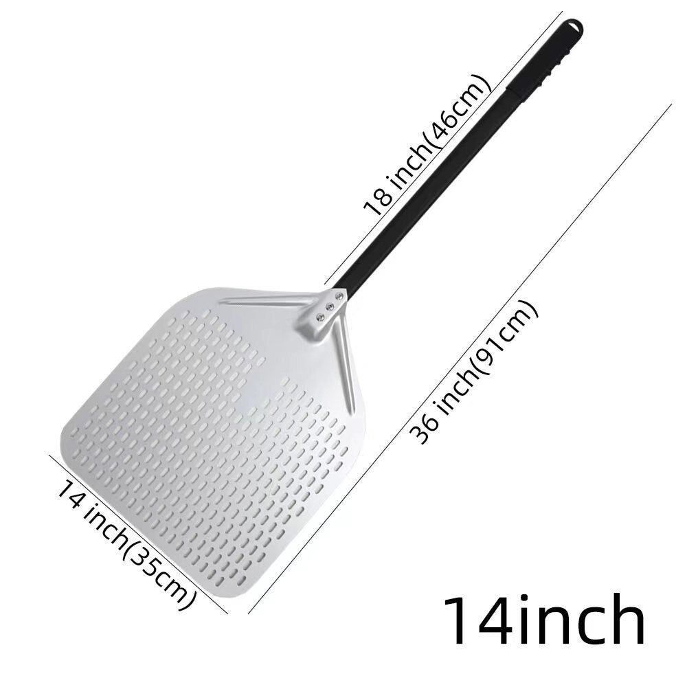 Anygleam Pizza Shovel 35 cm X 91cm Silver for Perforated Peel with Metal Handle Oven Turning Baking Accessory-Spatula and Shovel-PEROZ Accessories