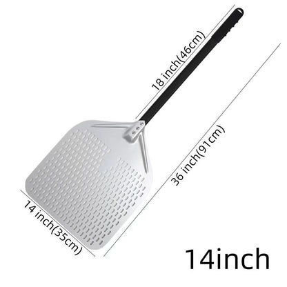 Anygleam Pizza Shovel 35 cm X 91cm Silver for Perforated Peel with Metal Handle Oven Turning Baking Accessory-Spatula and Shovel-PEROZ Accessories