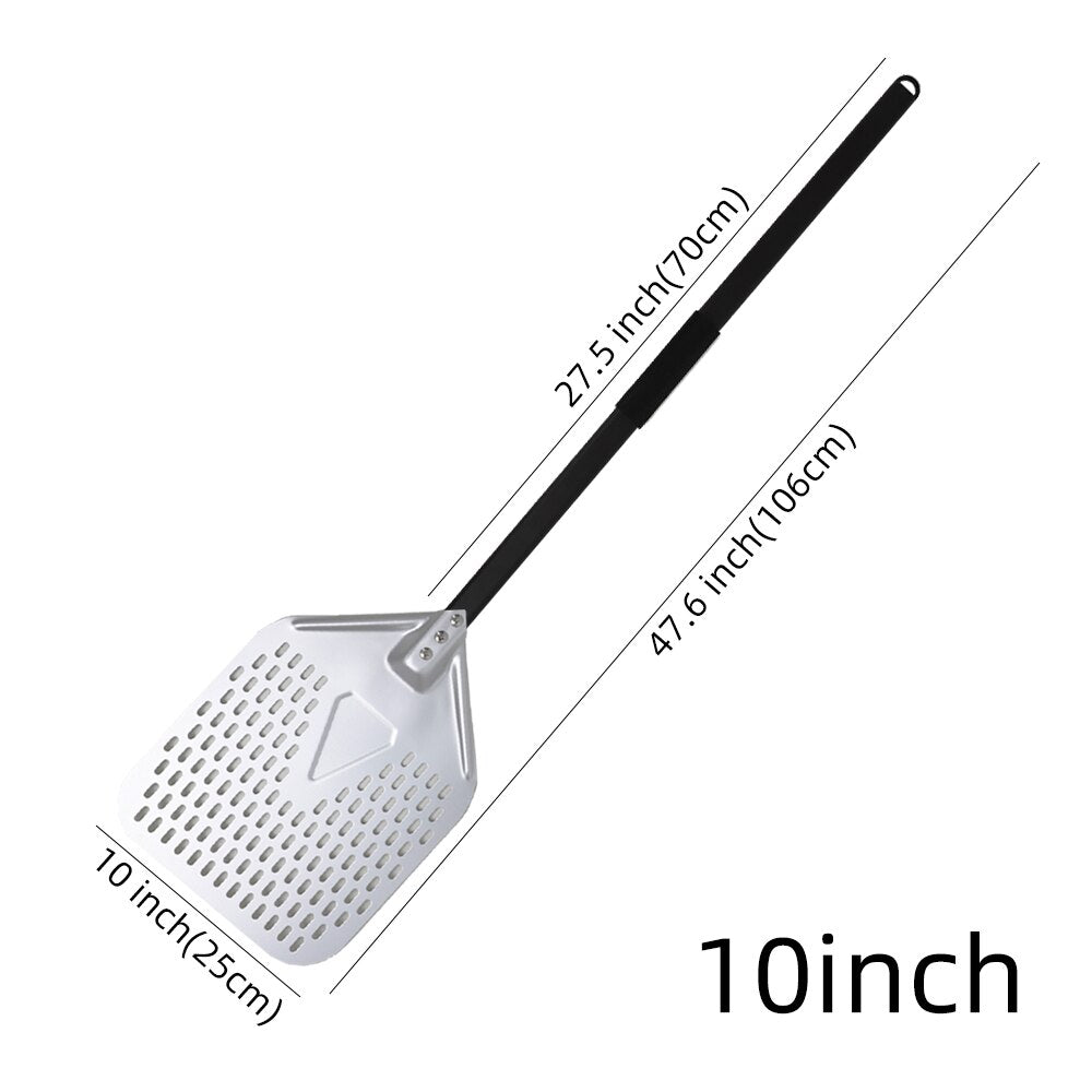 Anygleam Pizza Shovel 25cm X 106cm Silver for Perforated Peel with Metal Handle Oven Turning Baking Accessory-Spatula and Shovel-PEROZ Accessories
