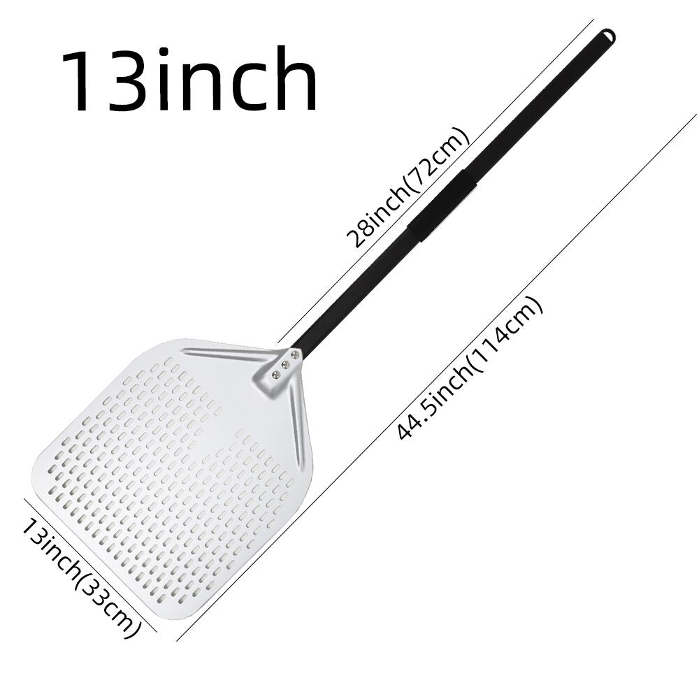 Anygleam Pizza Shovel 33 cm X 114cm Silver for Perforated Peel with Metal Handle Oven Turning Baking Accessory-Spatula and Shovel-PEROZ Accessories