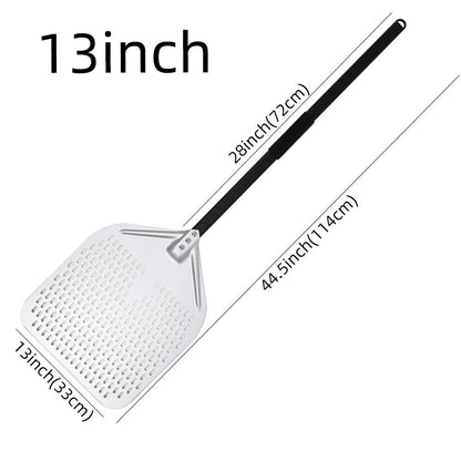 Anygleam Pizza Shovel 33 cm X 114cm Silver for Perforated Peel with Metal Handle Oven Turning Baking Accessory-Spatula and Shovel-PEROZ Accessories