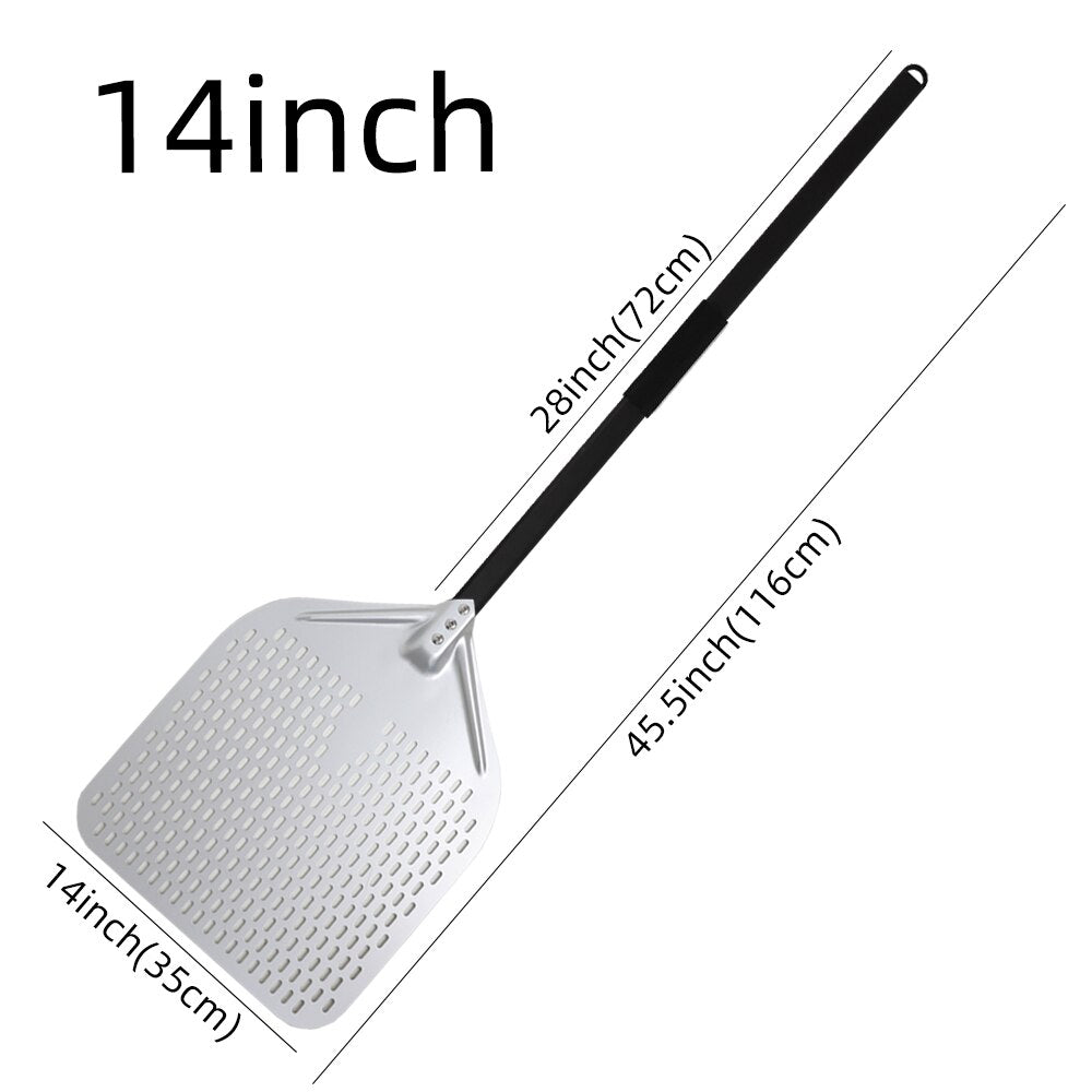 Anygleam Pizza Shovel 35 cm X 116cm Silver for Perforated Peel with Metal Handle Oven Turning Baking Accessory-Spatula and Shovel-PEROZ Accessories