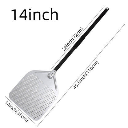 Anygleam Pizza Shovel 35 cm X 116cm Silver for Perforated Peel with Metal Handle Oven Turning Baking Accessory-Spatula and Shovel-PEROZ Accessories