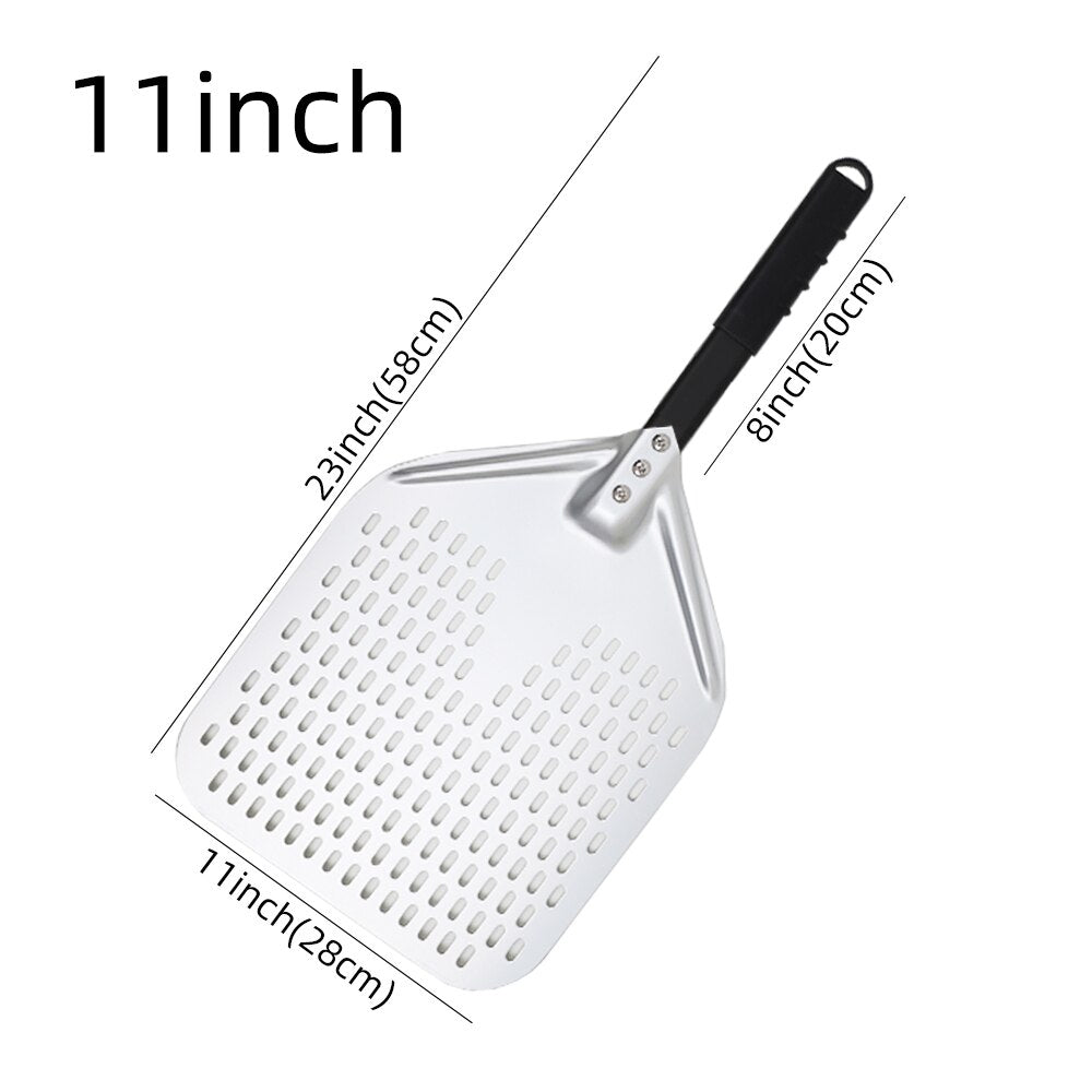 Anygleam Pizza Shovel 28cm X 58cm Silver for Perforated Peel with Metal Handle Oven Turning Baking Accessory-Spatula and Shovel-PEROZ Accessories