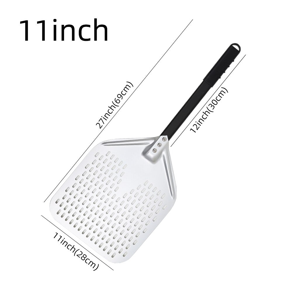 Anygleam Pizza Shovel 28cm X 69cm Silver for Perforated Peel with Metal Handle Oven Turning Baking Accessory-Spatula and Shovel-PEROZ Accessories