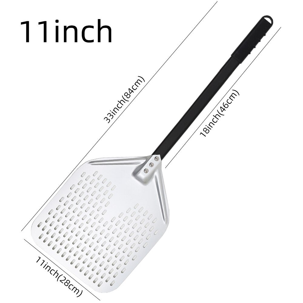 Anygleam Pizza Shovel 28cm X 84cm Silver for Perforated Peel with Metal Handle Oven Turning Baking Accessory-Spatula and Shovel-PEROZ Accessories