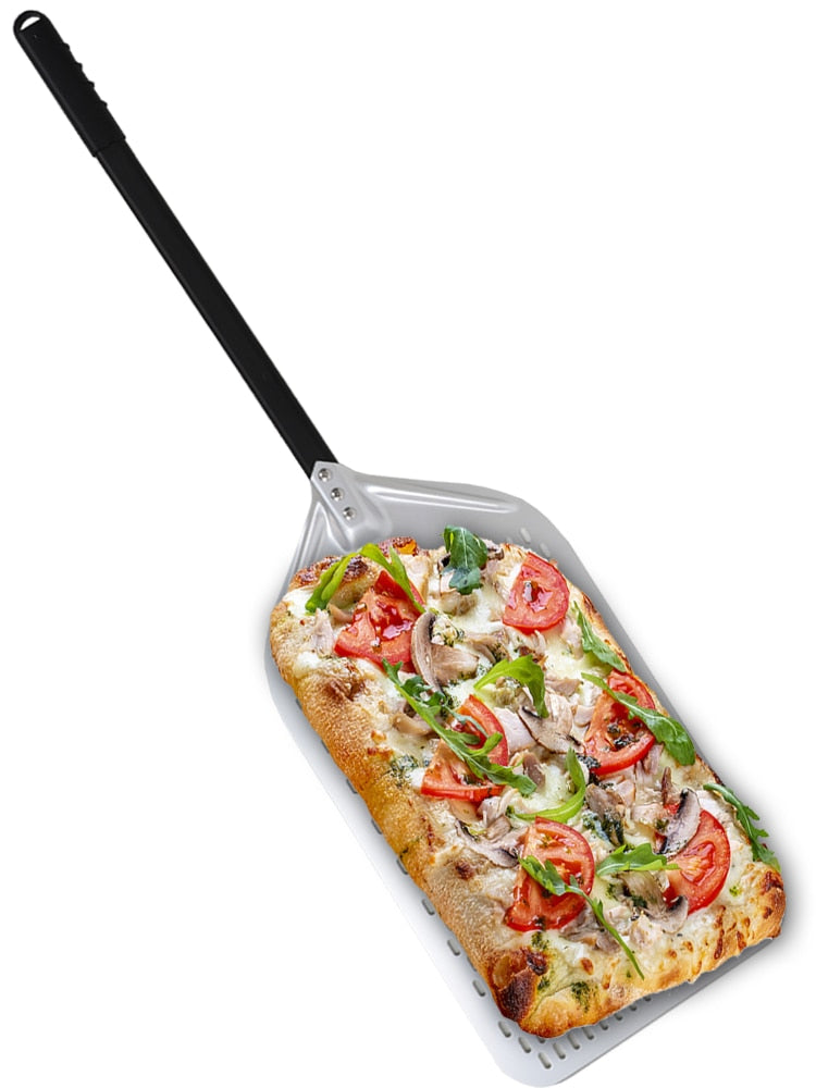 Anygleam Pizza Shovel 30 cm x 125cm Silver for Perforated Peel with Metal Handle Oven Turning Baking Accessory-Spatula and Shovel-PEROZ Accessories