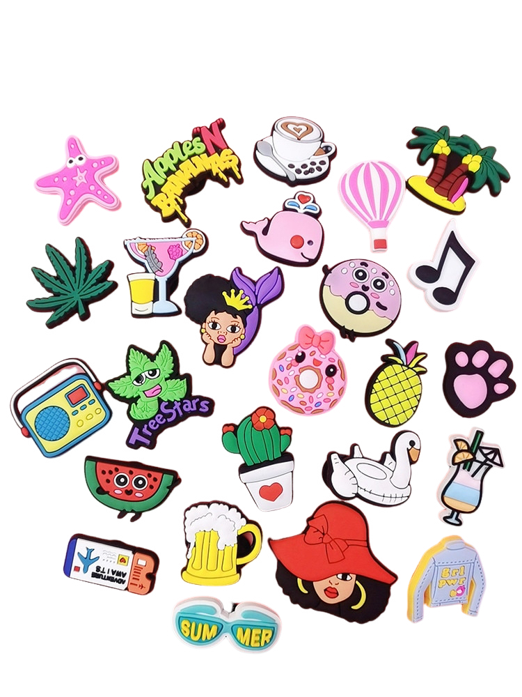 Anykidz 25Pcs Random Colors Holiday Style Shoe Charm Accessories Jeans Clogs Pendants Designer Ornament Jibbitz for Crocs-Shoe Accessories-PEROZ Accessories