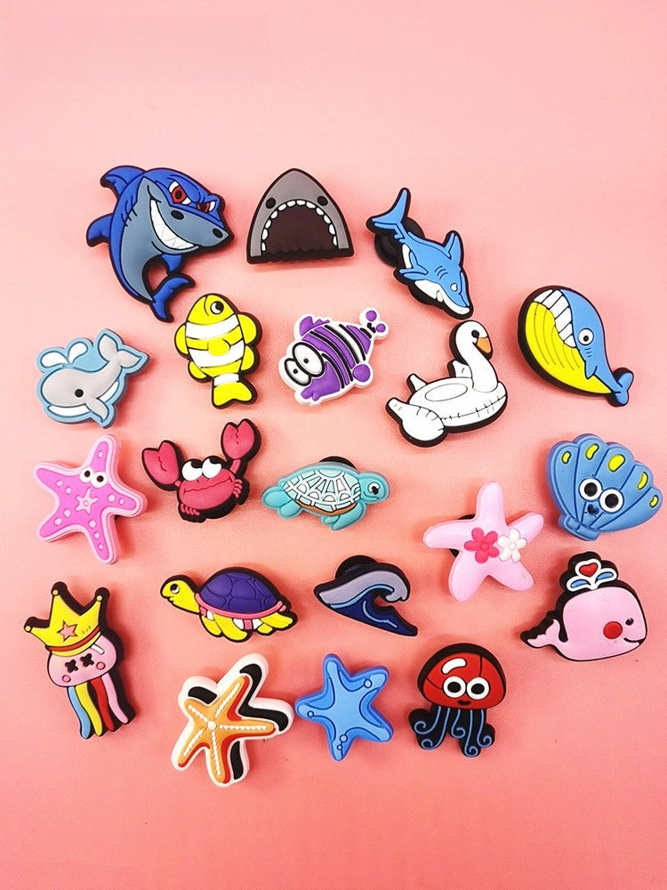 Anykidz 20Pcs Random Colors Sea Turtle Shoe Charm Accessories Jeans Clogs Pendants Designer Ornament Jibbitz for Crocs-Shoe Accessories-PEROZ Accessories