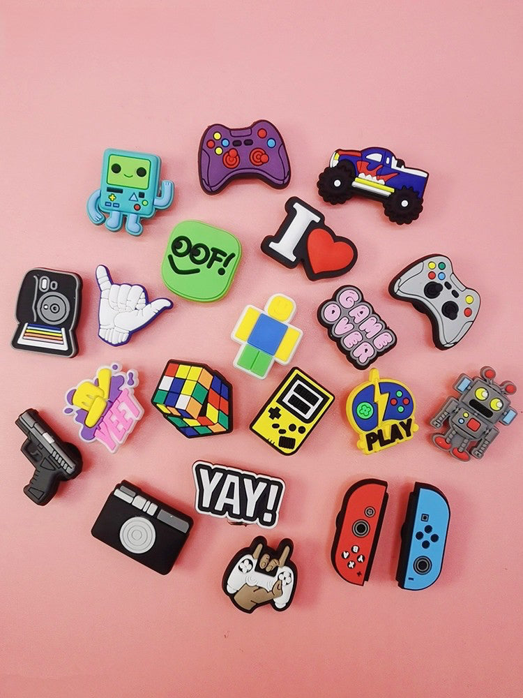 Anykidz 21Pcs Random Color Game Style Shoe Charm Accessories Jeans Clogs Pendants Designer Ornament Jibbitz for Crocs-Shoe Accessories-PEROZ Accessories
