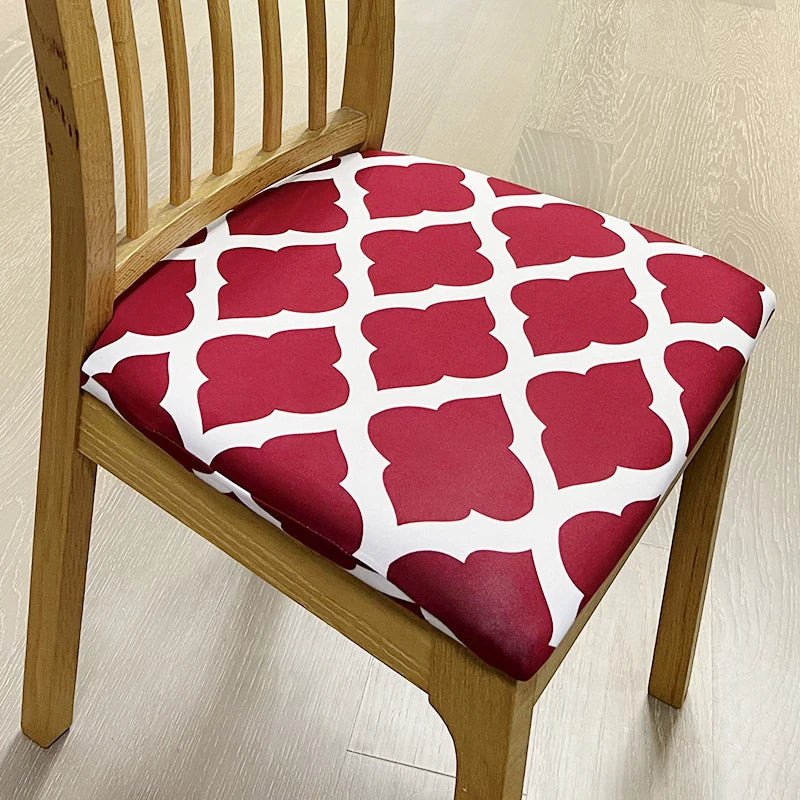 Anyhouz Chair Cover Red White Print Stretch Seat Cover for Home Dinning Kitchen Washable Removable-Chair Cover-PEROZ Accessories