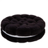 Anyhouz Plush Pillow Black Round Double Biscuit Shape Stuffed Soft Pillow Seat Cushion Room Decor-Pillow-PEROZ Accessories