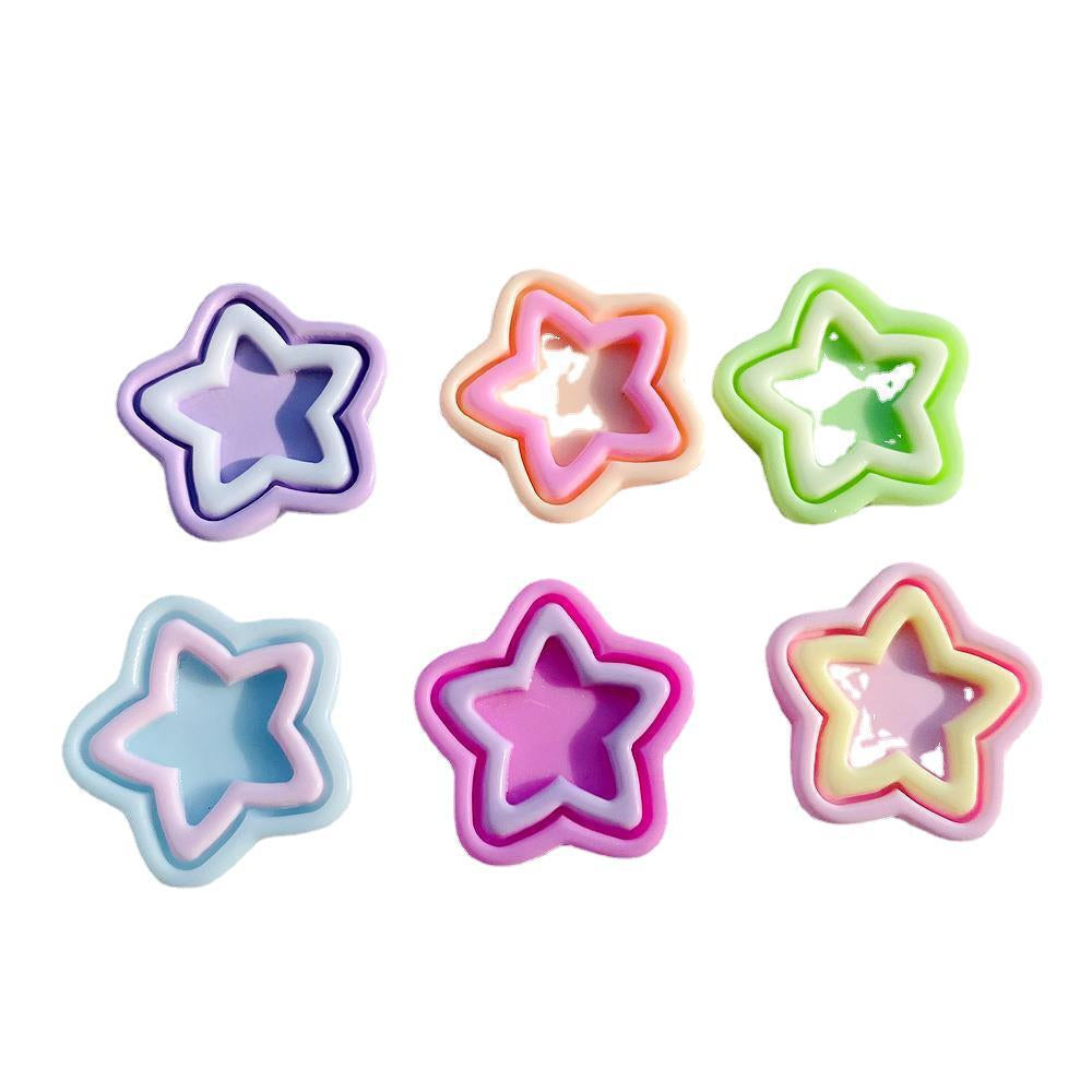 Anykidz 6pcs Two Colored Five Pointed Star Design Shoe Charm Accessories Jeans Clogs Pendant Pin Designer Ornament Jibbitz for Crocs-Shoe Charms-PEROZ Accessories