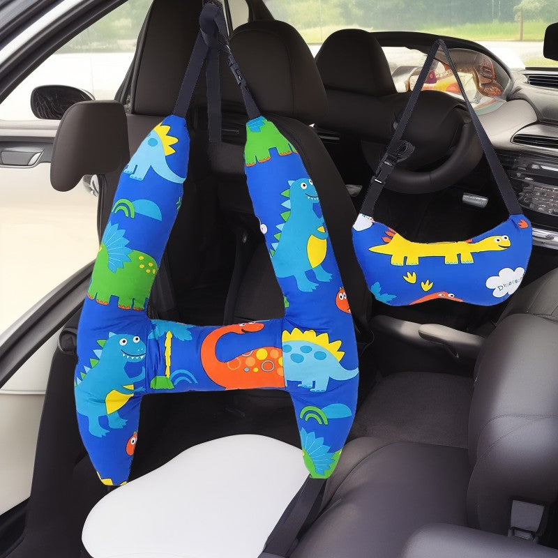 Anypack Car Travel Pillow Blue Dinosaur 1 Set for Kids and Adult Neck Head Support H-Shape Travel Pillow-Neck Pillow-PEROZ Accessories