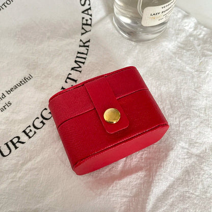 Anyhouz Jewelry Storage Mini Ring Box Portable 1pc Red Organizer Display Travel Simple Mini Gift Case Boxes Leather Earring Necklace Holder-Jewellery Holders &amp; Organisers-PEROZ Accessories