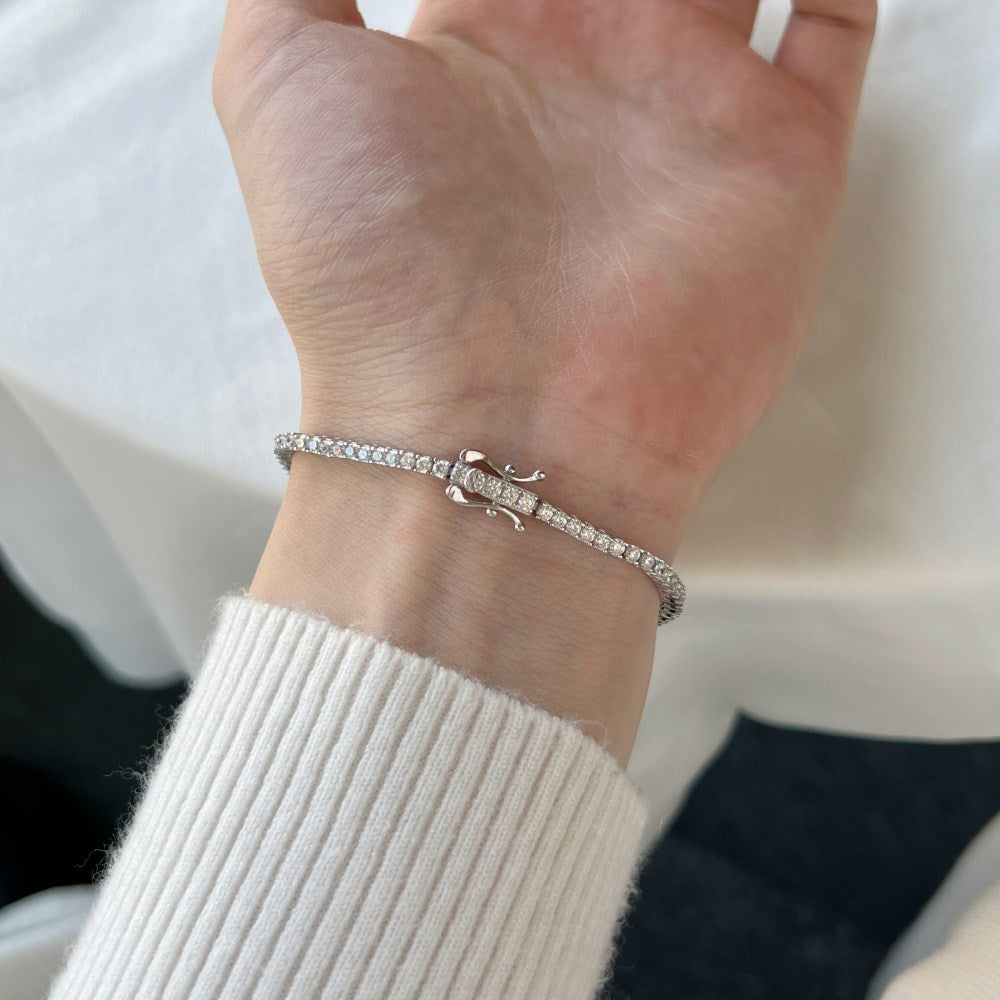 Anyco Bracelet 3mm Silver Bracelets Bulk Cz Cubic Zirconia Tennis Bracelets Women Chains S925 Silver Bracelet-Bracelets-PEROZ Accessories