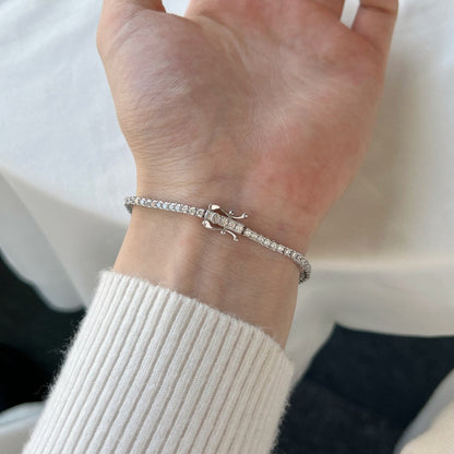 Anyco Bracelet 3mm Silver Bracelets Bulk Cz Cubic Zirconia Tennis Bracelets Women Chains S925 Silver Bracelet-Bracelets-PEROZ Accessories