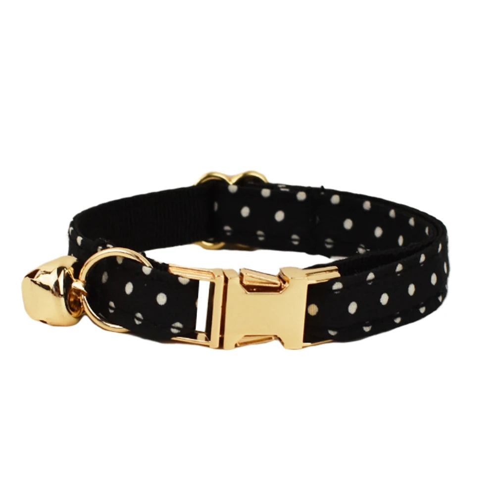 AnyWags Cat Collar Dotted Black Large with Safety Buckle, Bell, and Durable Strap Stylish and Comfortable Pet Accessory-Cat Supplies-PEROZ Accessories