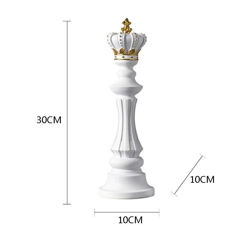 Anyhouz Home Figurine Chess Piece White King Medium Resin for Living Room Desktop Decoration Accessories Gifts-Sculptures &amp; Statues-PEROZ Accessories