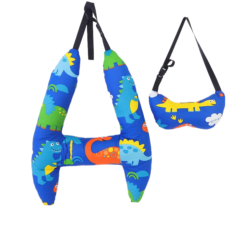 Anypack Car Travel Pillow Blue Dinosaur 1 Set for Kids and Adult Neck Head Support H-Shape Travel Pillow-Neck Pillow-PEROZ Accessories