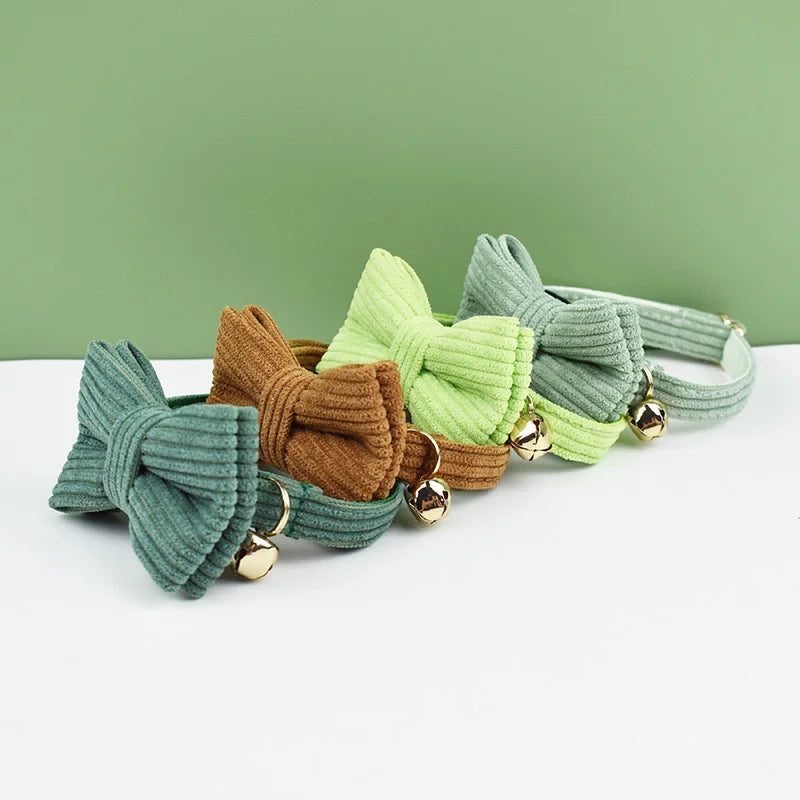 AnyWags Cat Collar Hunter Green Bow Small with Safety Buckle, Bell, and Durable Strap Stylish and Comfortable Pet Accessor-Cat Supplies-PEROZ Accessories