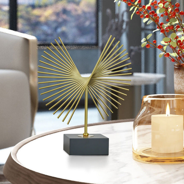 Anyhouz 36cm Luxury Gold Metal Tabletop Home Decor Modern Art Living Room Display House Decorative Crafts Metal Ornaments-Tabletop Decor-PEROZ Accessories