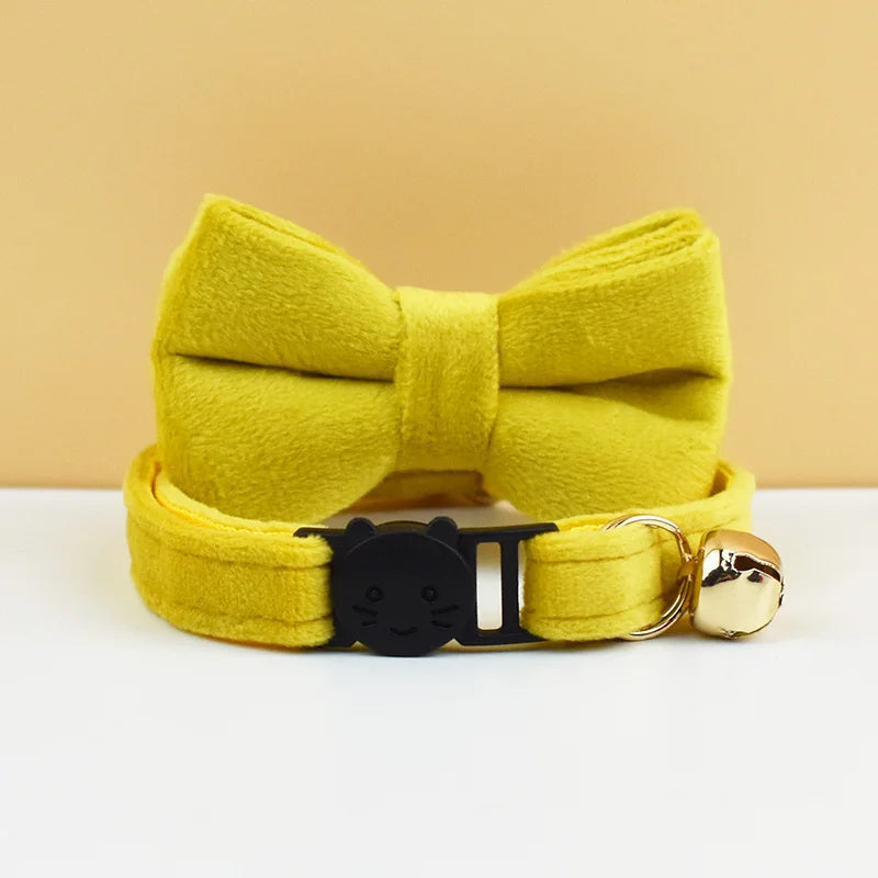 AnyWags Cat Collar Mustard Yellow Small Bow with Safety Buckle, Bell, and Durable Strap Stylish and Comfortable Pet Accessory-Cat Supplies-PEROZ Accessories