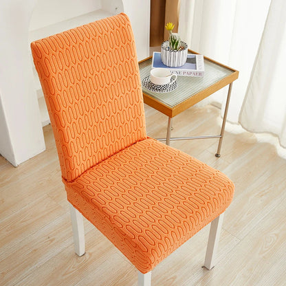 Anyhouz Chair Cover Orange Wavey Lines Design with Elastic Material for Dining Room Kitchen Wedding Hotel Banquet Restaurant-Chair Cover-PEROZ Accessories