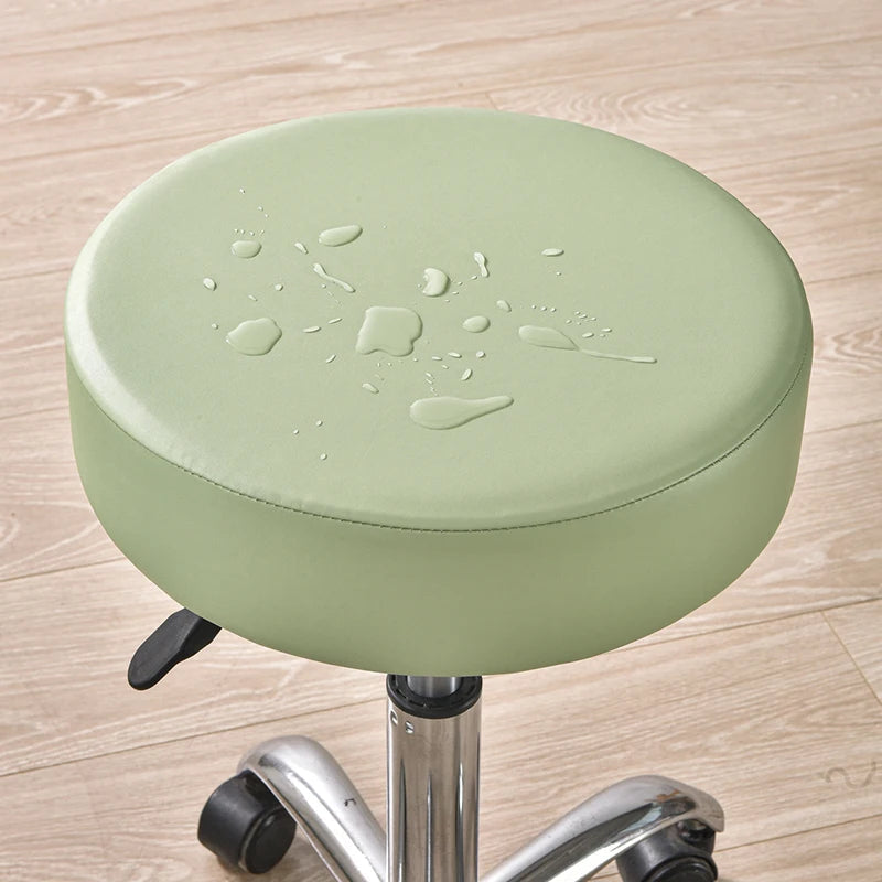 Anyhoux Barstool Cushion Cover Green Elastic Bands Slipcover for Swivel Chair Barstool Washable PU Leather Cushion Cover-Chair Cover-PEROZ Accessories