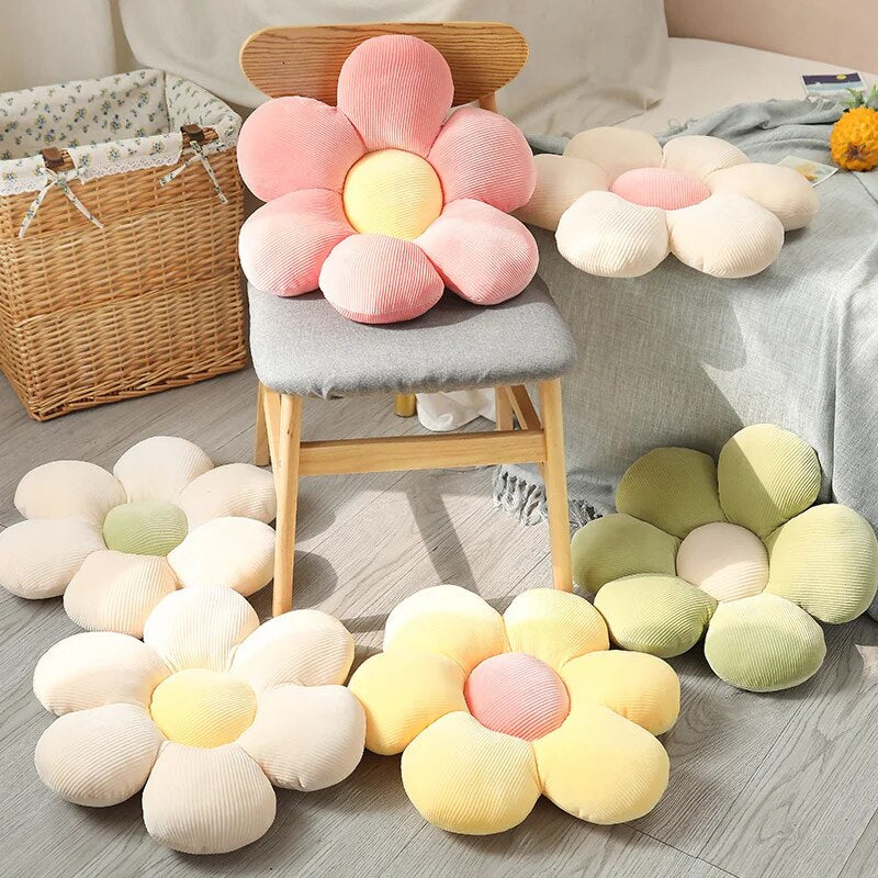 Anyhouz Plush Pillow White Yellow Flower Shape Stuffed Soft Pillow Seat Cushion Room Decor 70-75cm-Pillow-PEROZ Accessories