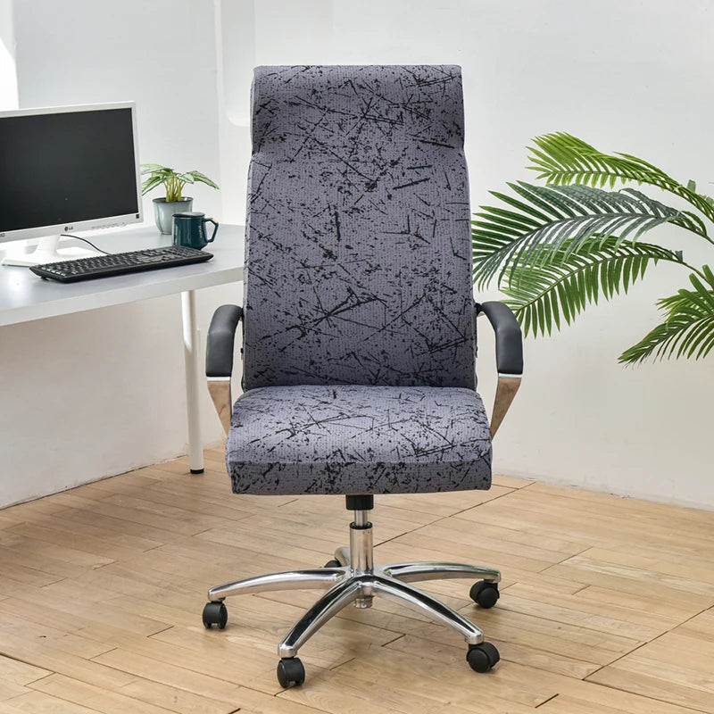Anyhouz Office Chair Cover Dark Grey Scratch Design Large Non-Slip Rotating Seat Case Universal Armrest Chair Protector-Chair Cover-PEROZ Accessories