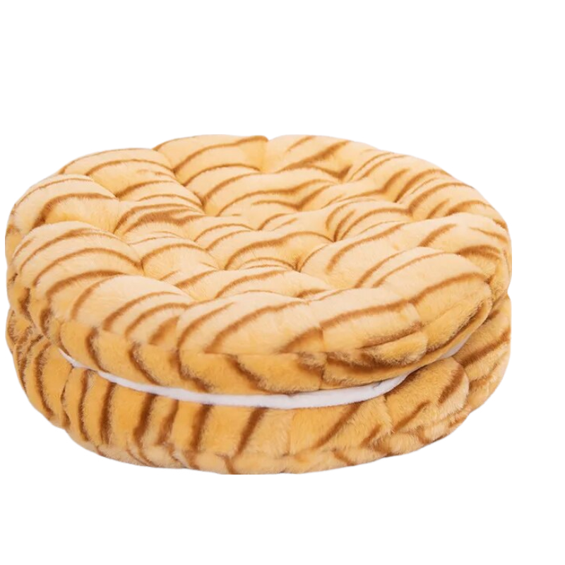 Anyhouz Plush Pillow Yellow Tiger Round Double Biscuit Shape Stuffed Soft Pillow Seat Cushion Room Decor-Pillow-PEROZ Accessories