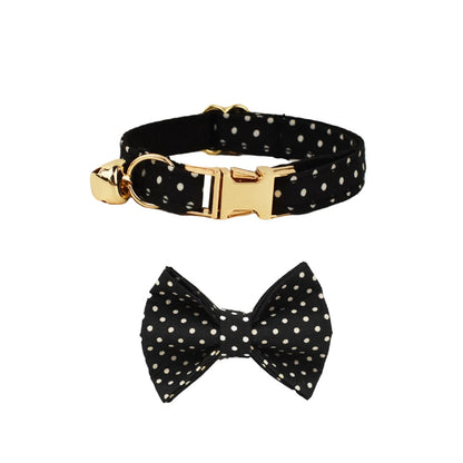 AnyWags Cat Collar Dotted Black Bow Large with Safety Buckle, Bell, and Durable Strap Stylish and Comfortable Pet Accessory-Cat Supplies-PEROZ Accessories