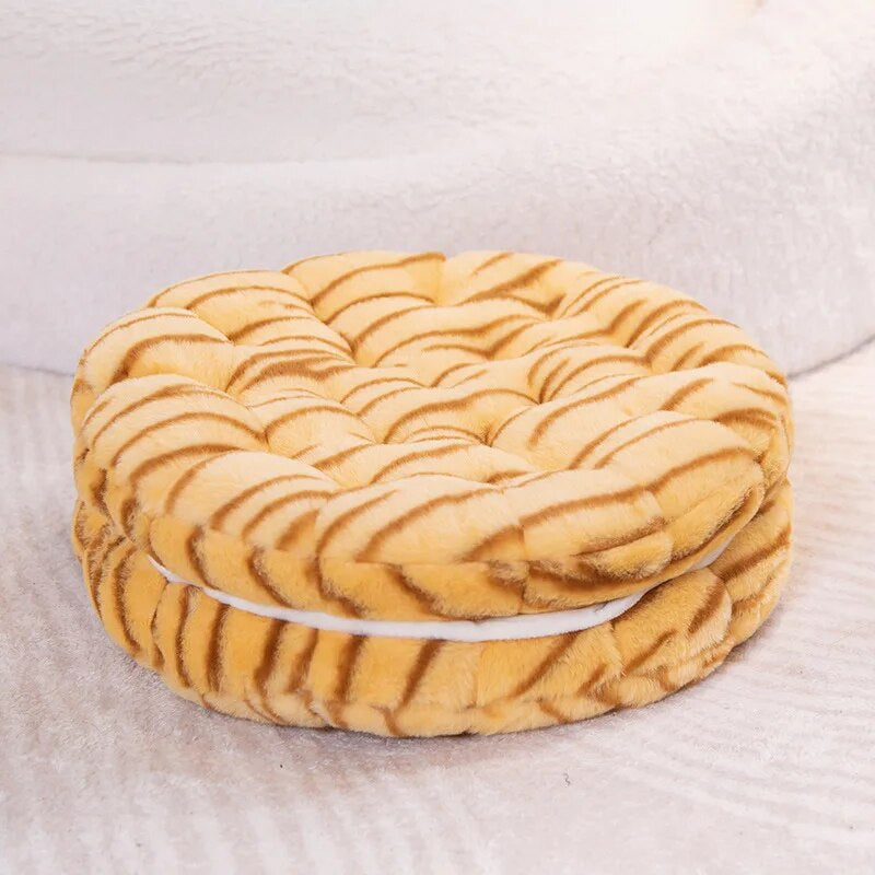 Anyhouz Plush Pillow Yellow Tiger Round Double Biscuit Shape Stuffed Soft Pillow Seat Cushion Room Decor-Pillow-PEROZ Accessories
