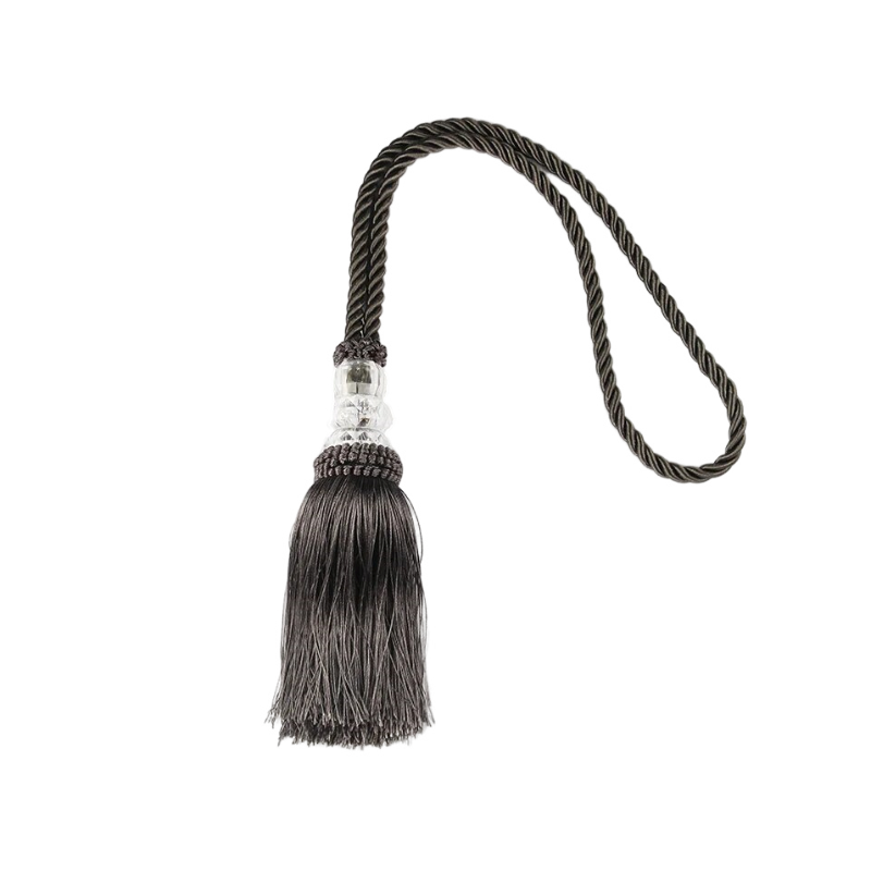 Anyhouz Curtain Tie Charcoal Tassel Braid Curtain Ropes Holder Tiebacks Room Accessories Hanging Rope Curtains Decoration-Curtain Tie-PEROZ Accessories