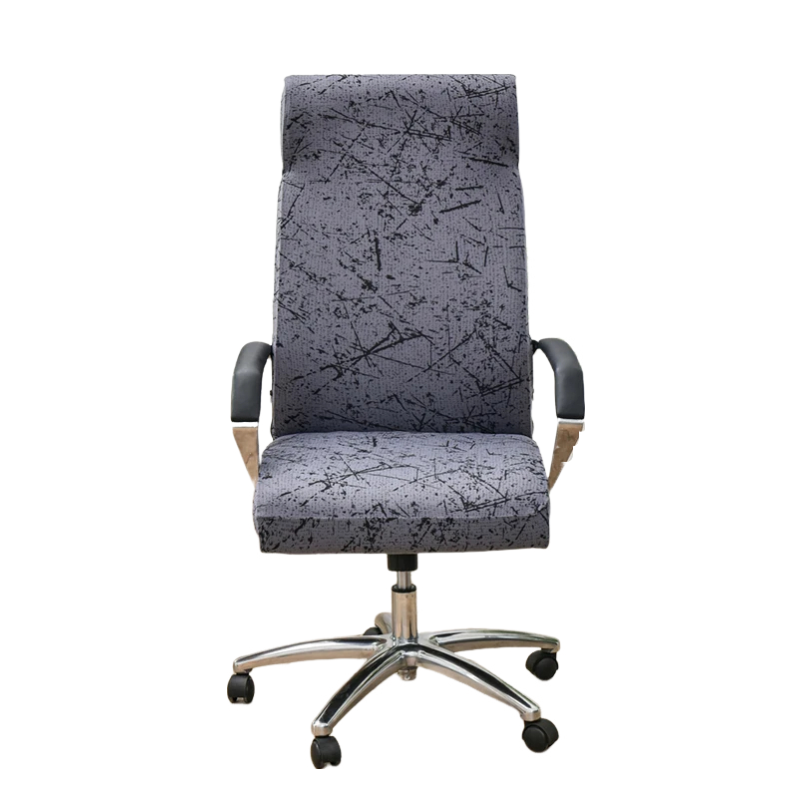 Anyhouz Office Chair Cover Dark Grey Scratch Design Medium Non-Slip Rotating Seat Case Universal Armrest Chair Protector-Chair Cover-PEROZ Accessories