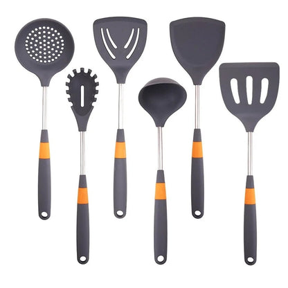 Anygleam Cooking Utensil 6 Set Grey Heat Resistant Tools Spatula Kit Kitchen Accessories Kitchenware Paddle Scoop for Nonstick Cookware-Spatula and Shovel-PEROZ Accessories