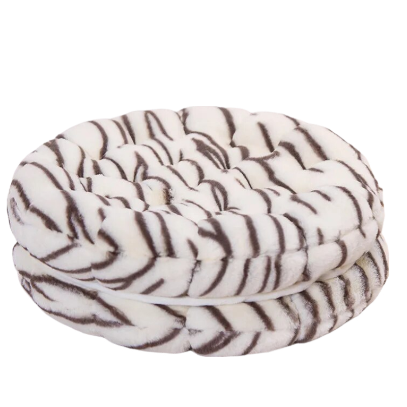Anyhouz Plush Pillow White Tiger Round Double Biscuit Shape Stuffed Soft Pillow Seat Cushion Room Decor-Pillow-PEROZ Accessories