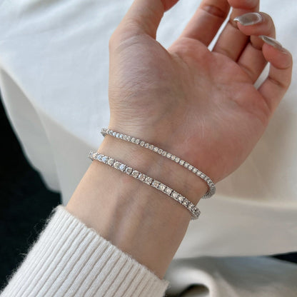 Anyco Bracelet 3mm Blue Sapphire Bracelets Bulk Cz Cubic Zirconia Tennis Bracelets Women Chains S925 Silver Bracelet-Bracelets-PEROZ Accessories