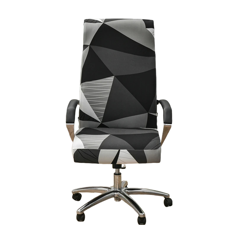 Anyhouz Office Chair Cover Black White Geometric Pattern Medium Non-Slip Rotating Seat Case Universal Armrest Chair Protector-Chair Cover-PEROZ Accessories