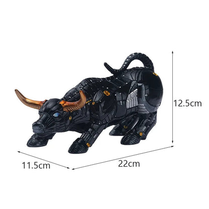 Anyhouz Home Figurine Black Mechanical Bull Resin for Living Room Desktop Decoration Accessories Gifts-Sculptures &amp; Statues-PEROZ Accessories