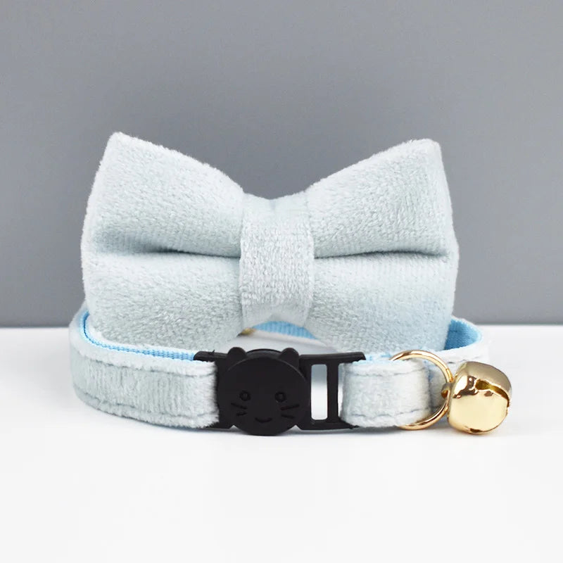 AnyWags Cat Collar Ice Blue Bow Small with Safety Buckle, Bell, and Durable Strap Stylish and Comfortable Pet Accessor-Cat Supplies-PEROZ Accessories
